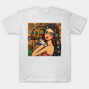 Young woman playing a Flute T-Shirt